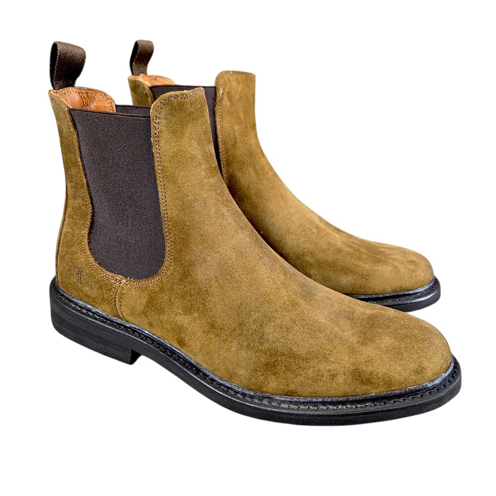 Frye Seth Chelsea Boots Chestnut Suede Men's Size 7.5 M NEW IN BOX